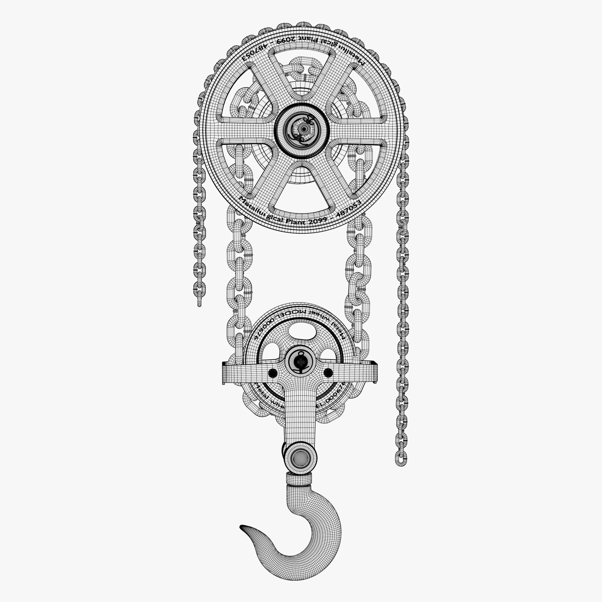 Chain Hoist with Hook M1 3D model_8