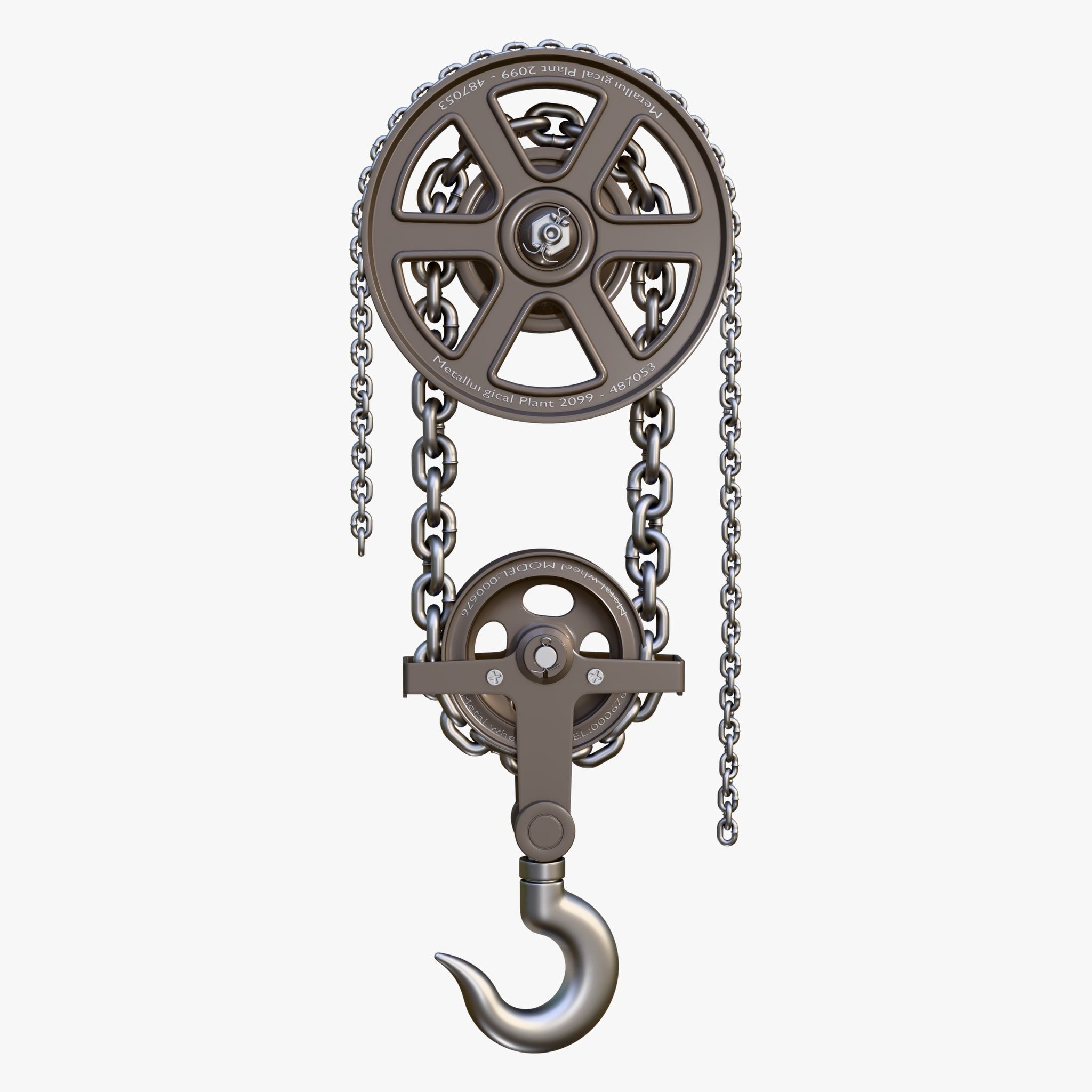 Chain Hoist with Hook M1 3D model_1