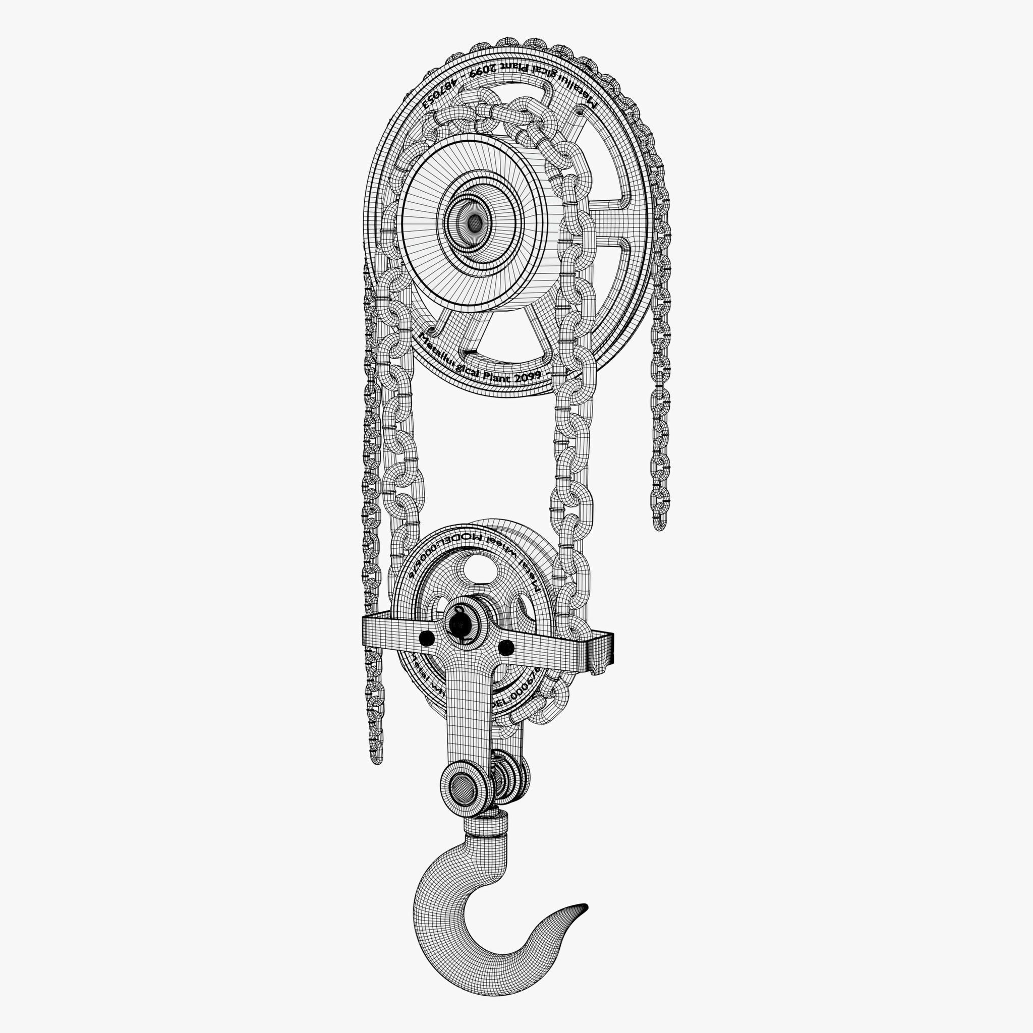 Chain Hoist with Hook M1 3D model_13