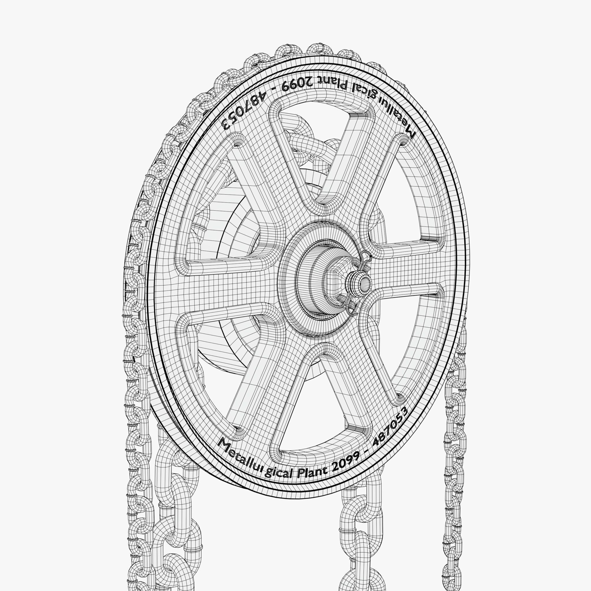 Chain Hoist with Hook M1 3D model_12