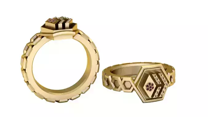 hexagon ring 3D printable model  