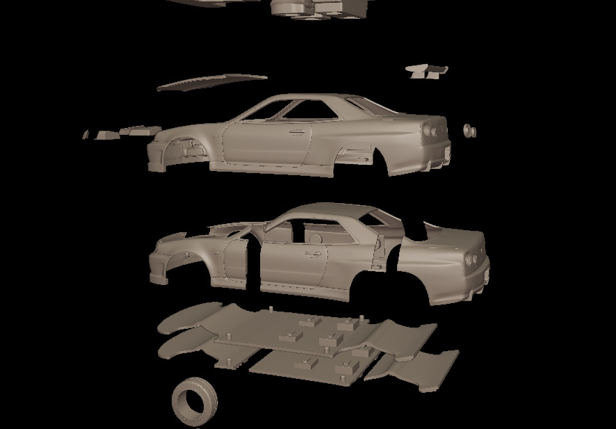 2002 NISSAN SKYLINE R 34 3D PRINT MODEL 3D print model_15