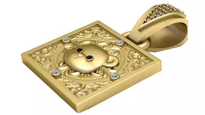 teddy bear pendant 3D printable model  