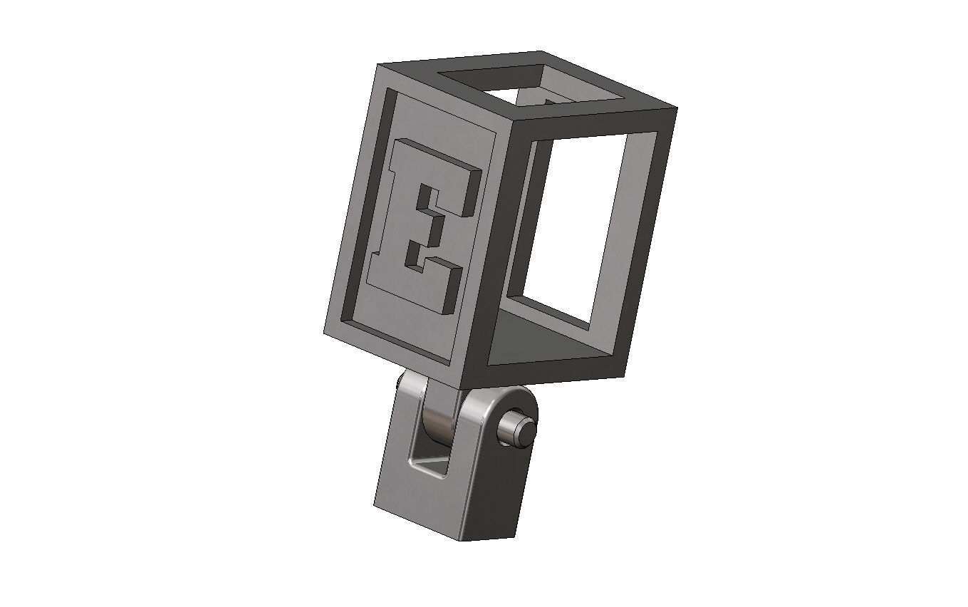 E letter varsity font 12x10x10mm enamel bail link 3D print model_10