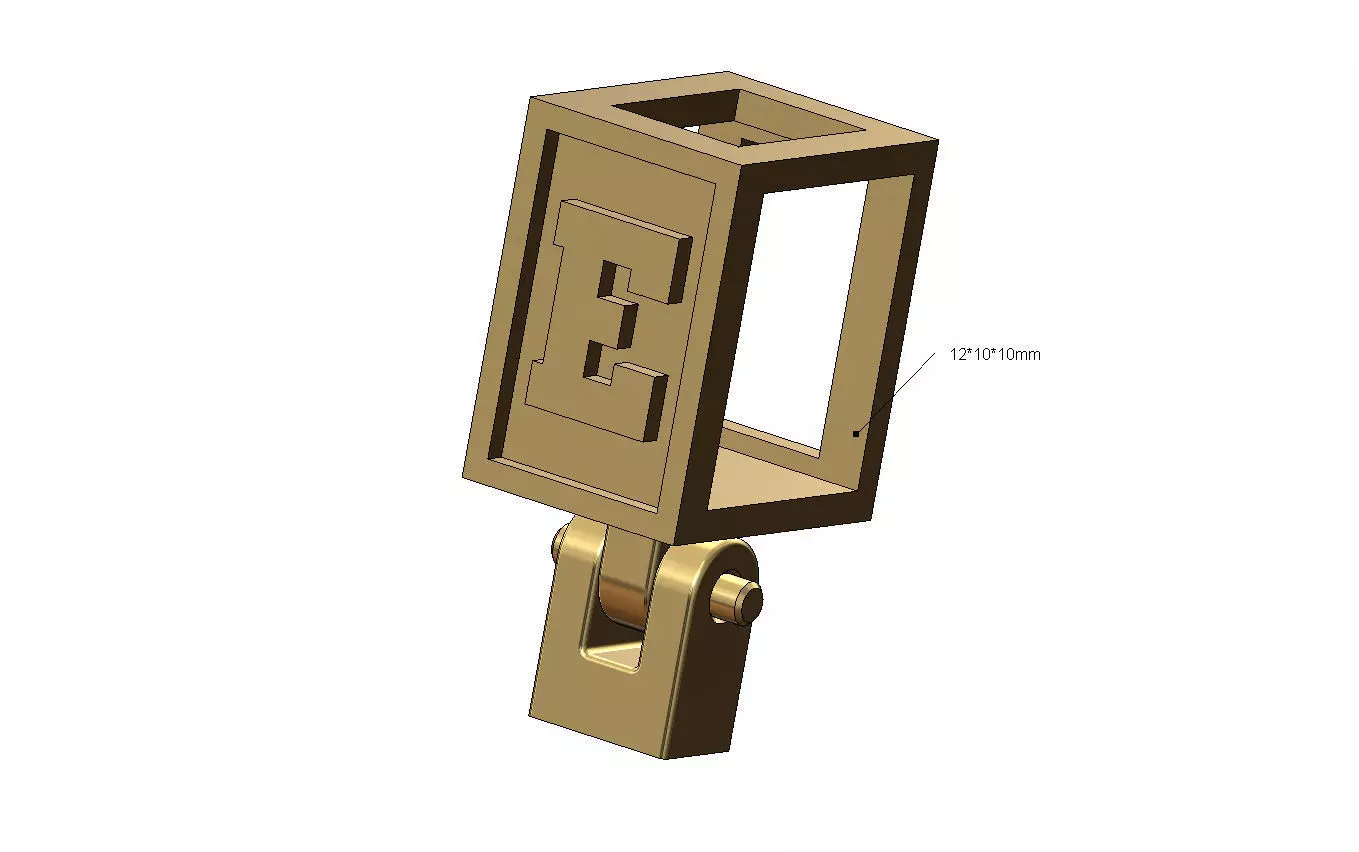 E letter varsity font 12x10x10mm enamel bail link 3D print model_0