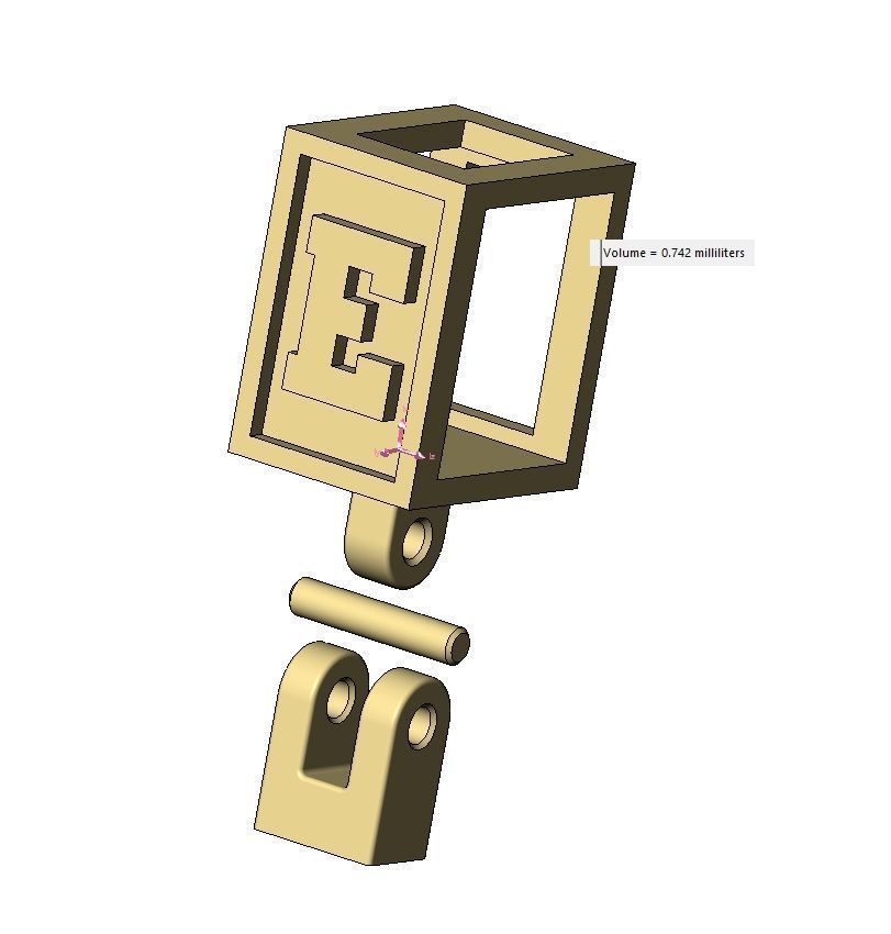 E letter varsity font 12x10x10mm enamel bail link 3D print model_14