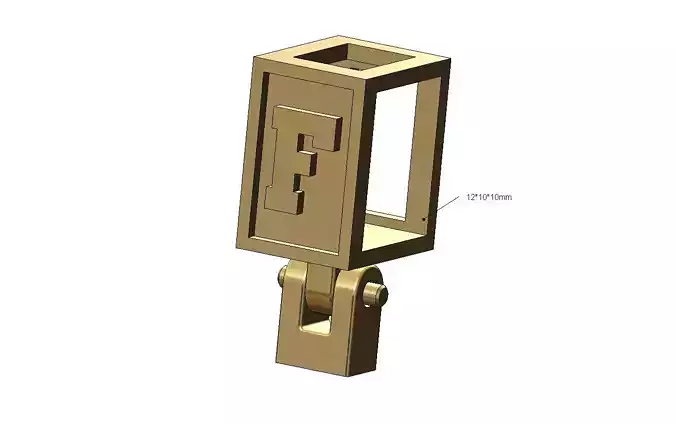 F letter varsity font 12x10x10mm enamel bail link