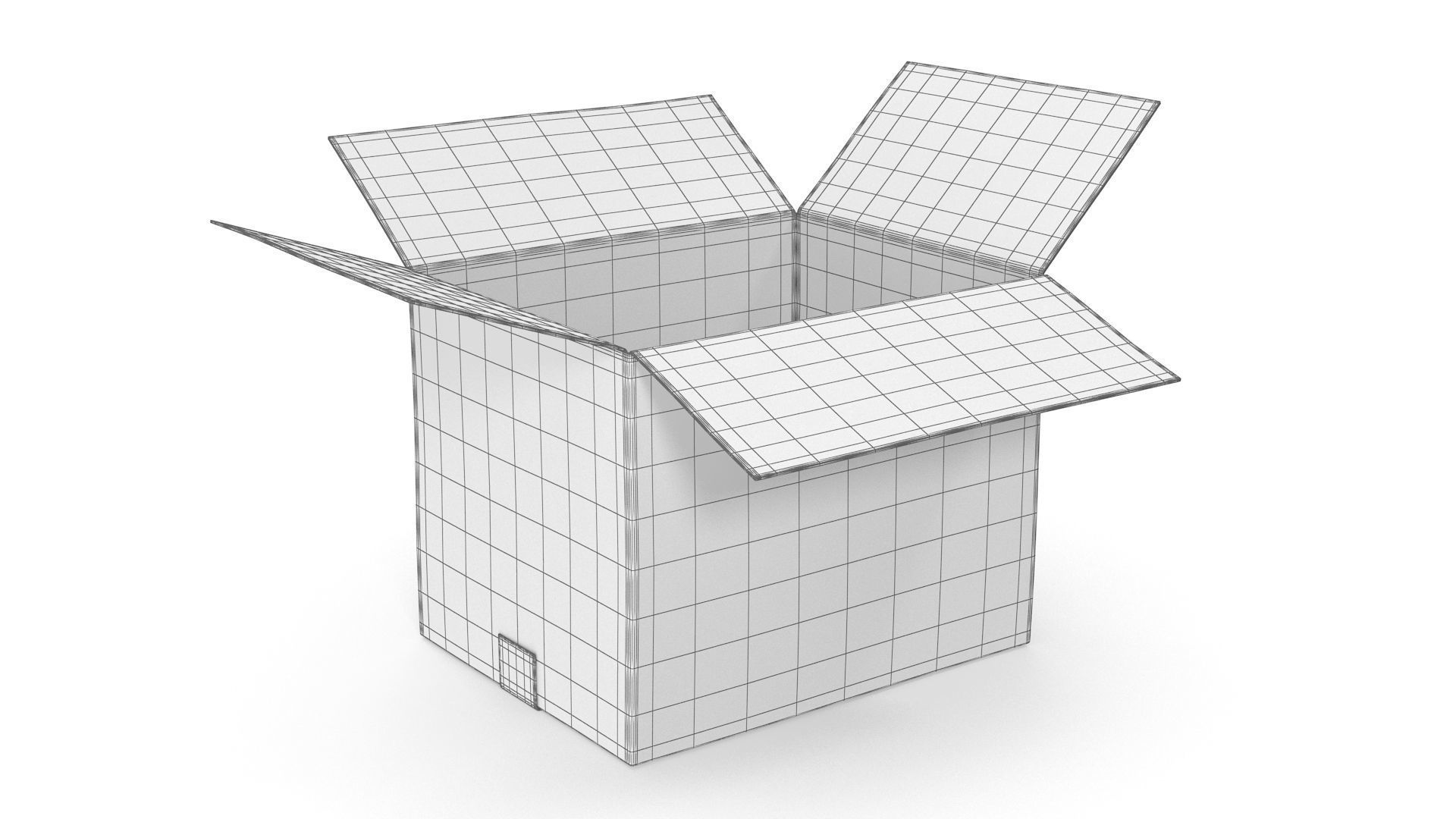 Cardboard - Open Low-poly 3D model_7