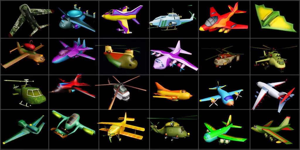 Big Toon Airplanes Low-poly 3D model_0