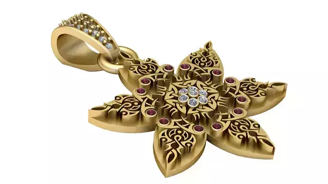 floral star pendant 3D printable model  