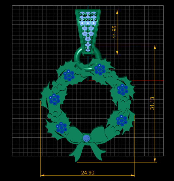 holiday wreath pendant 3D printable model 3D print model_2