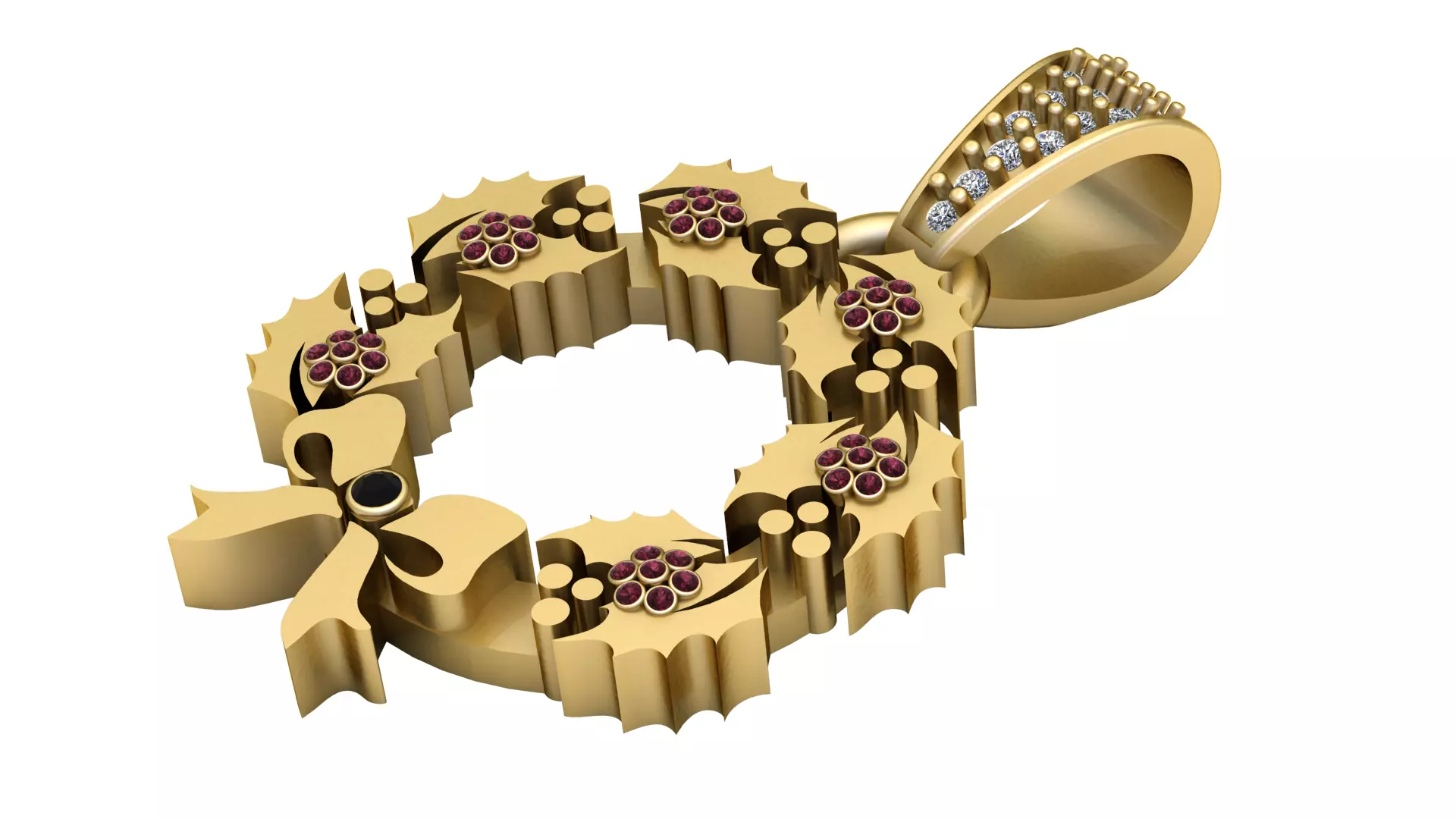 holiday wreath pendant 3D printable model 3D print model_0