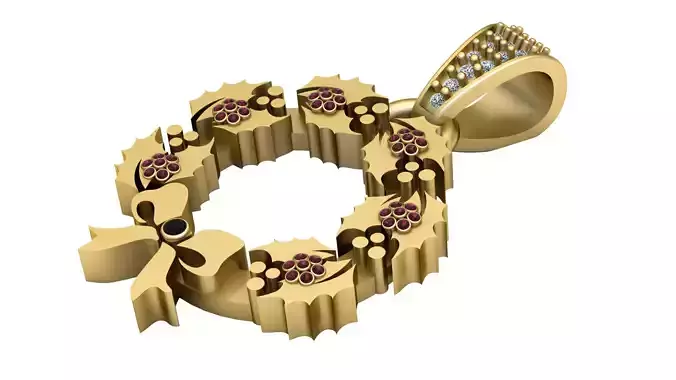 holiday wreath pendant 3D printable model   3D print model