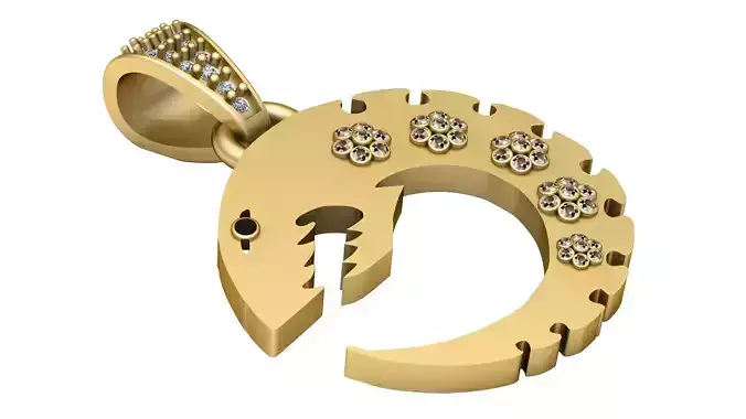 crescent fish pendant 3D printable model  