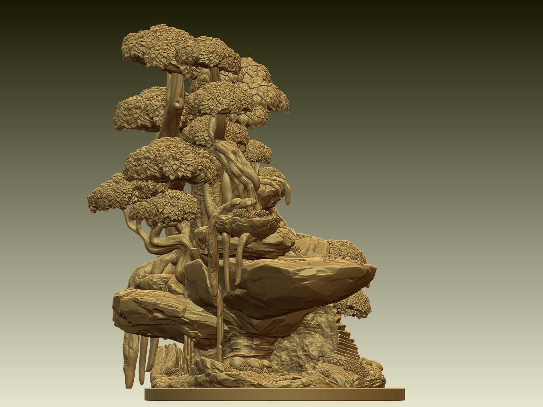 Buddha Meditation Mountain Diorama 3D print model_2