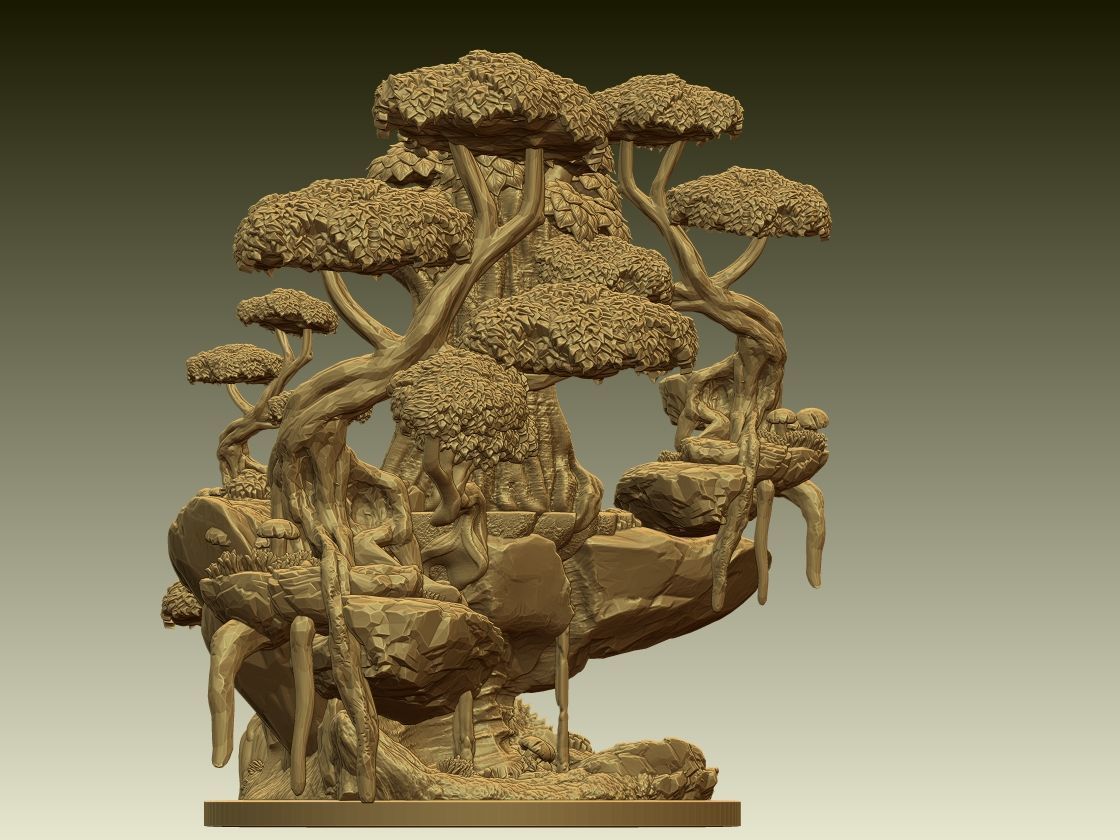 Buddha Meditation Mountain Diorama 3D print model_3