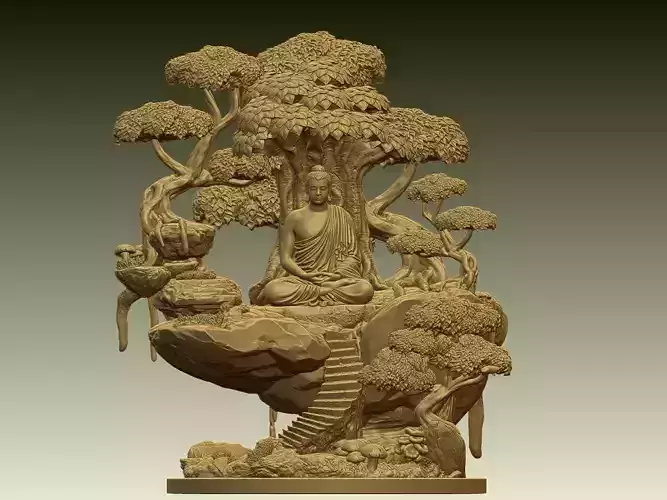 Buddha Meditation Mountain Diorama