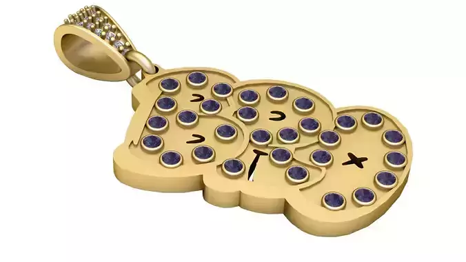 bear emoji pendant 3D printable model  