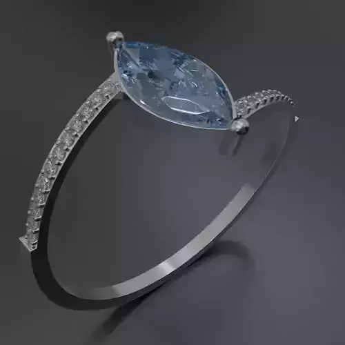 Marquise silver Ring 3D model jewelry