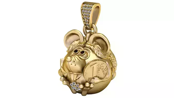 mouse pendant 3D printable model  