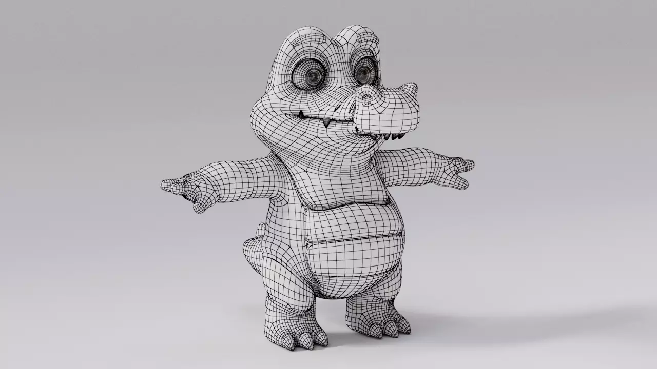 Cartoon Crocodile Low-poly 3D model_6