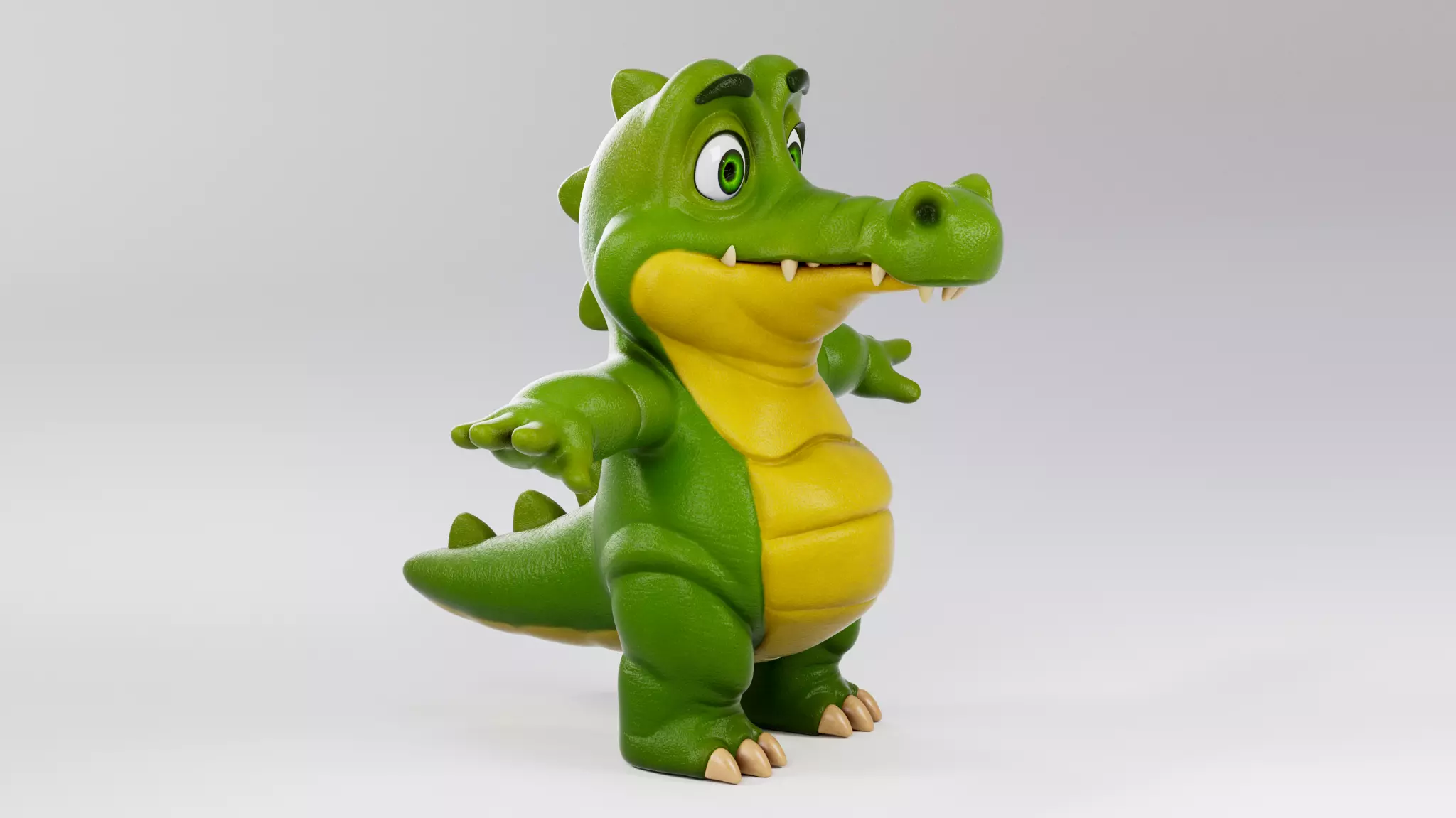 Cartoon Crocodile Low-poly 3D model_2