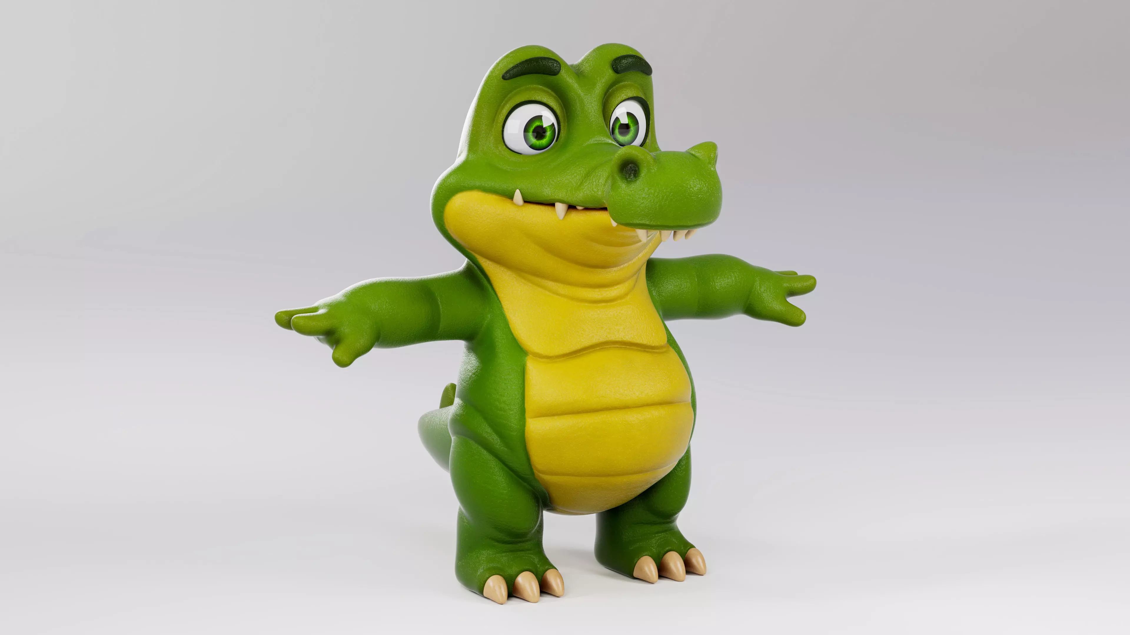 Cartoon Crocodile Low-poly 3D model_0