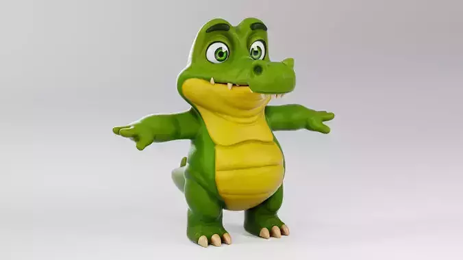Cartoon Crocodile Low-poly 3D model