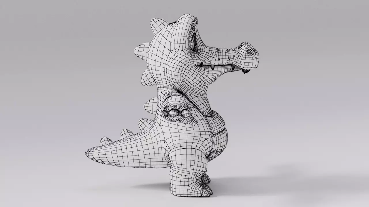Cartoon Crocodile Low-poly 3D model_7