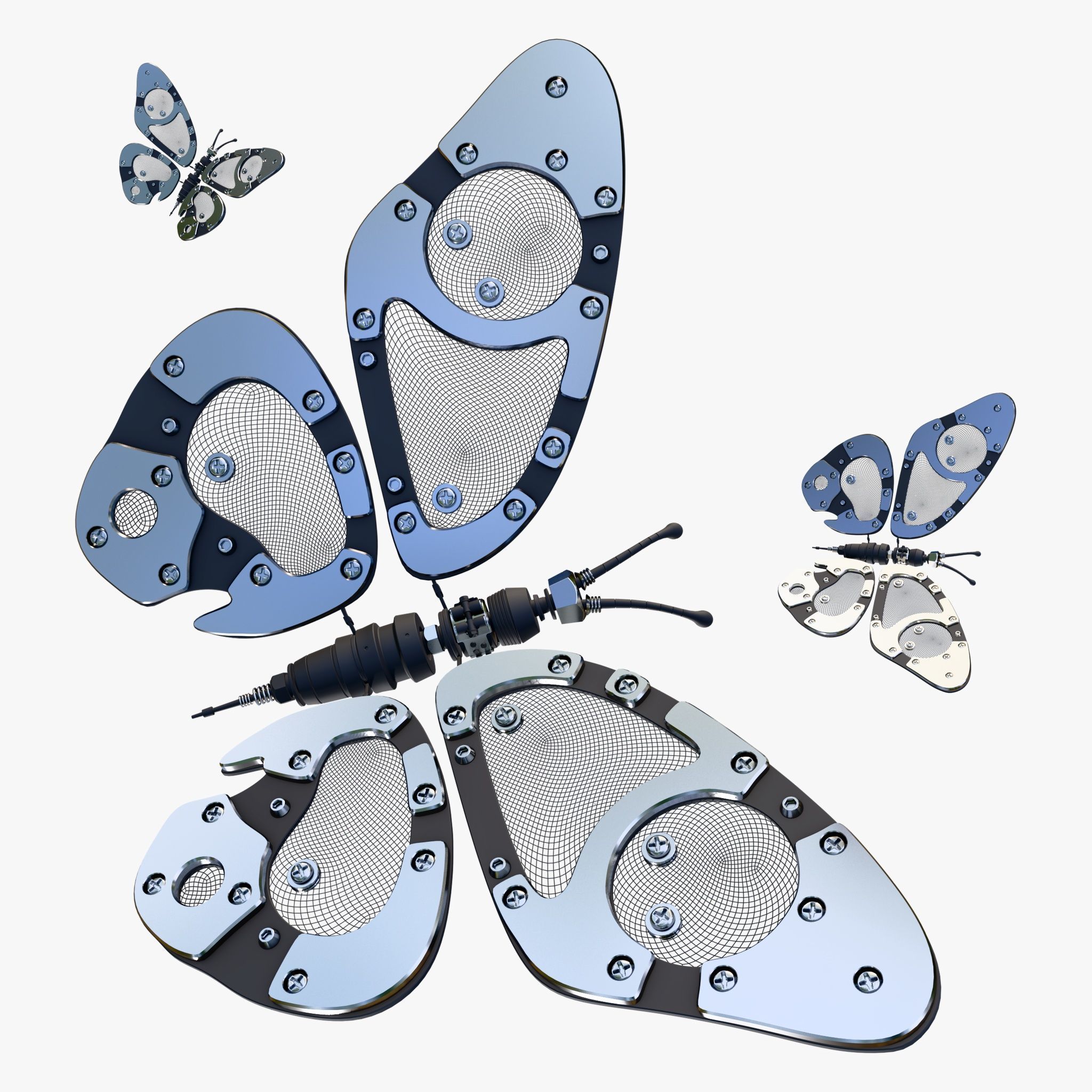 Mechanical Cyber Butterfly M1 3D model_5