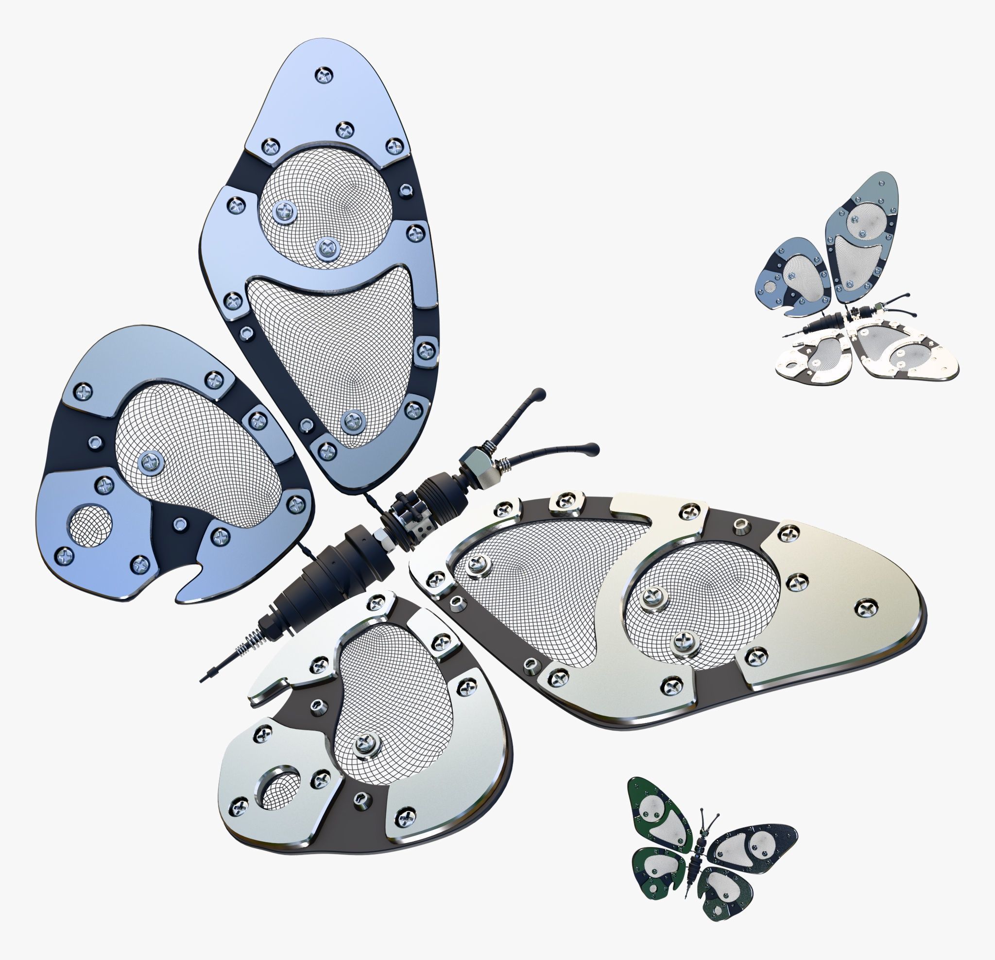 Mechanical Cyber Butterfly M1 3D model_4