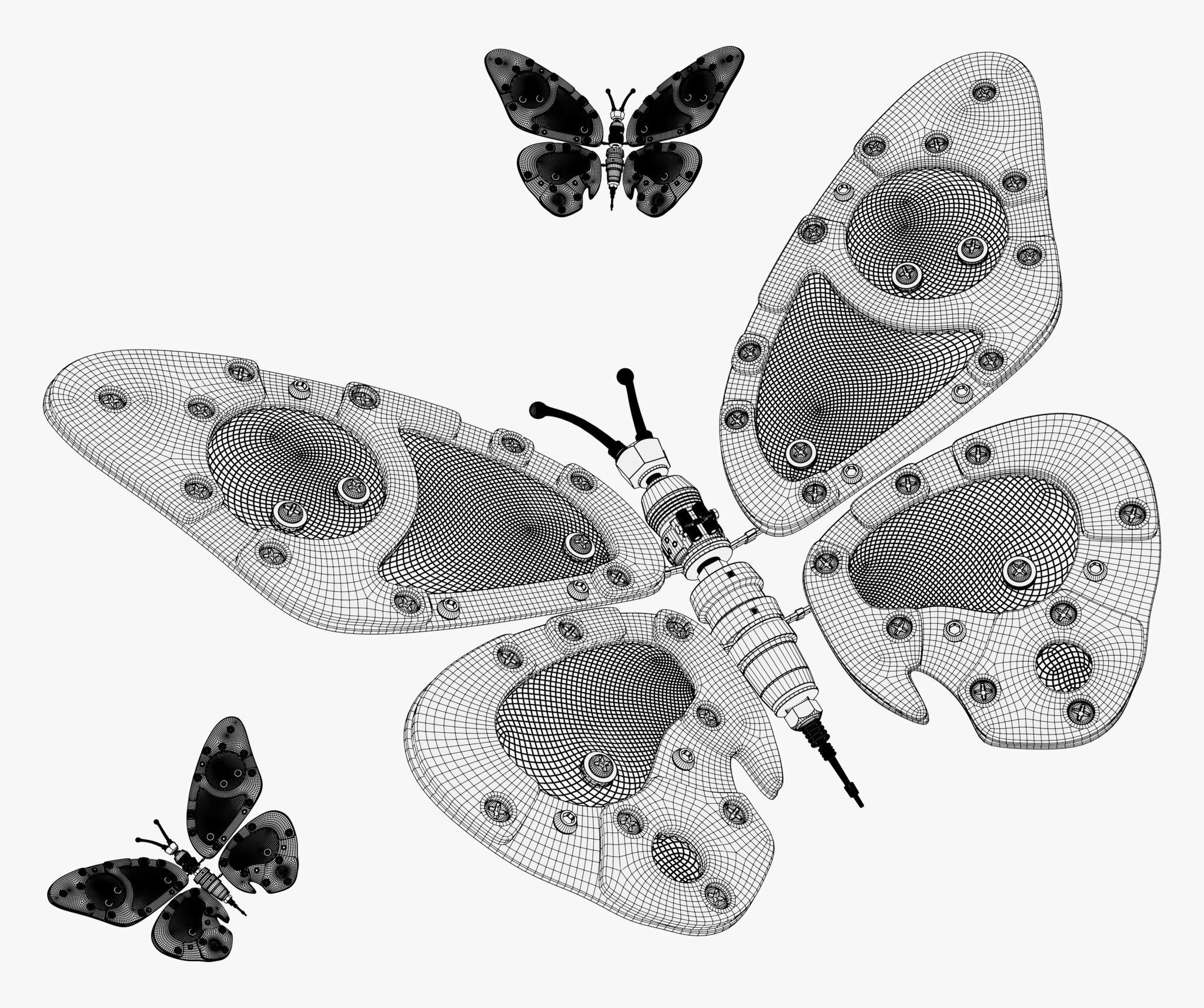 Mechanical Cyber Butterfly M1 3D model_7