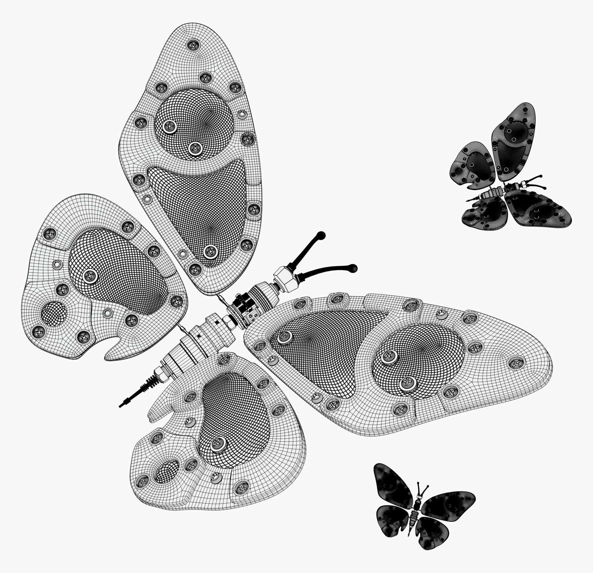 Mechanical Cyber Butterfly M1 3D model_10