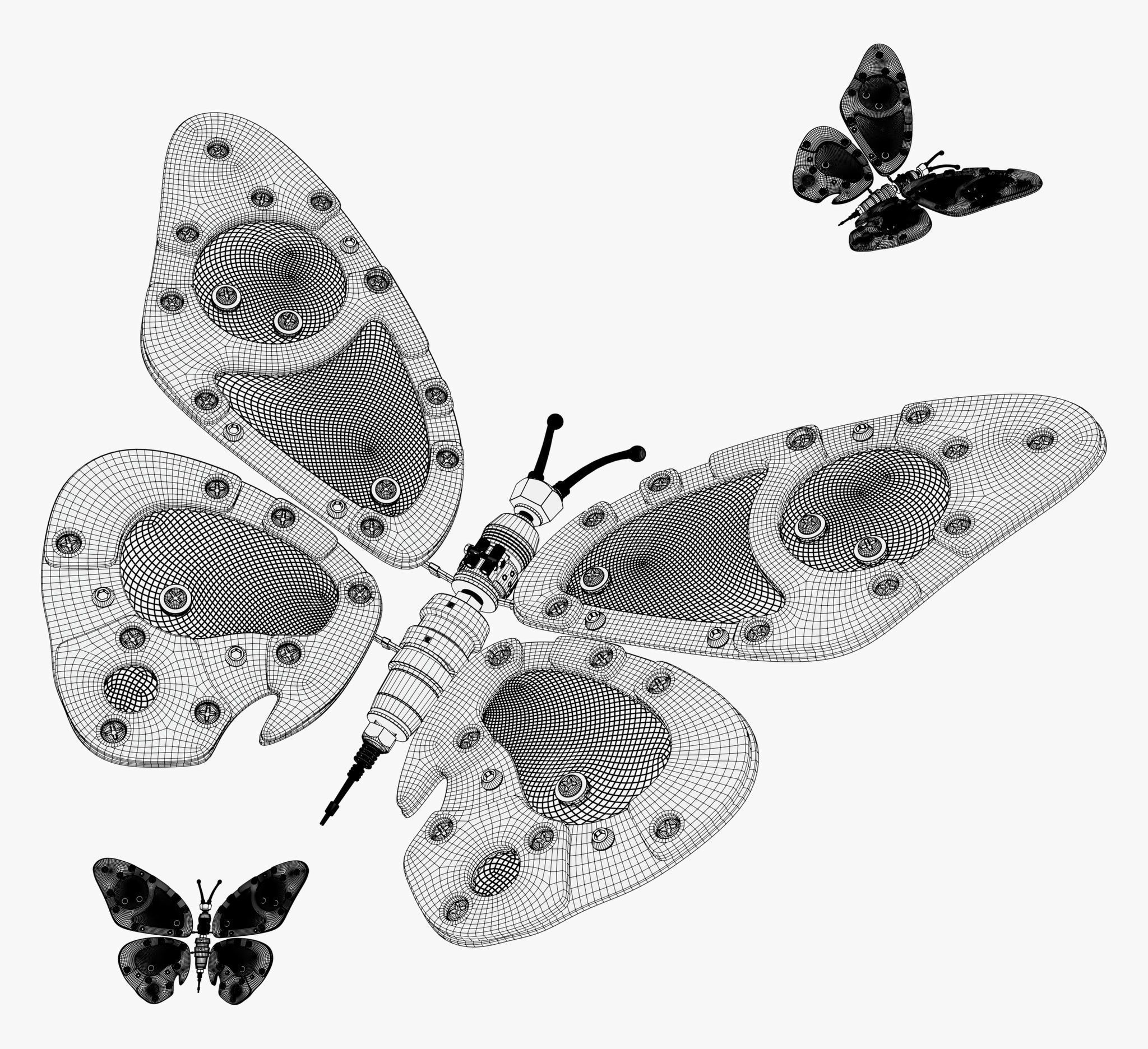 Mechanical Cyber Butterfly M1 3D model_6