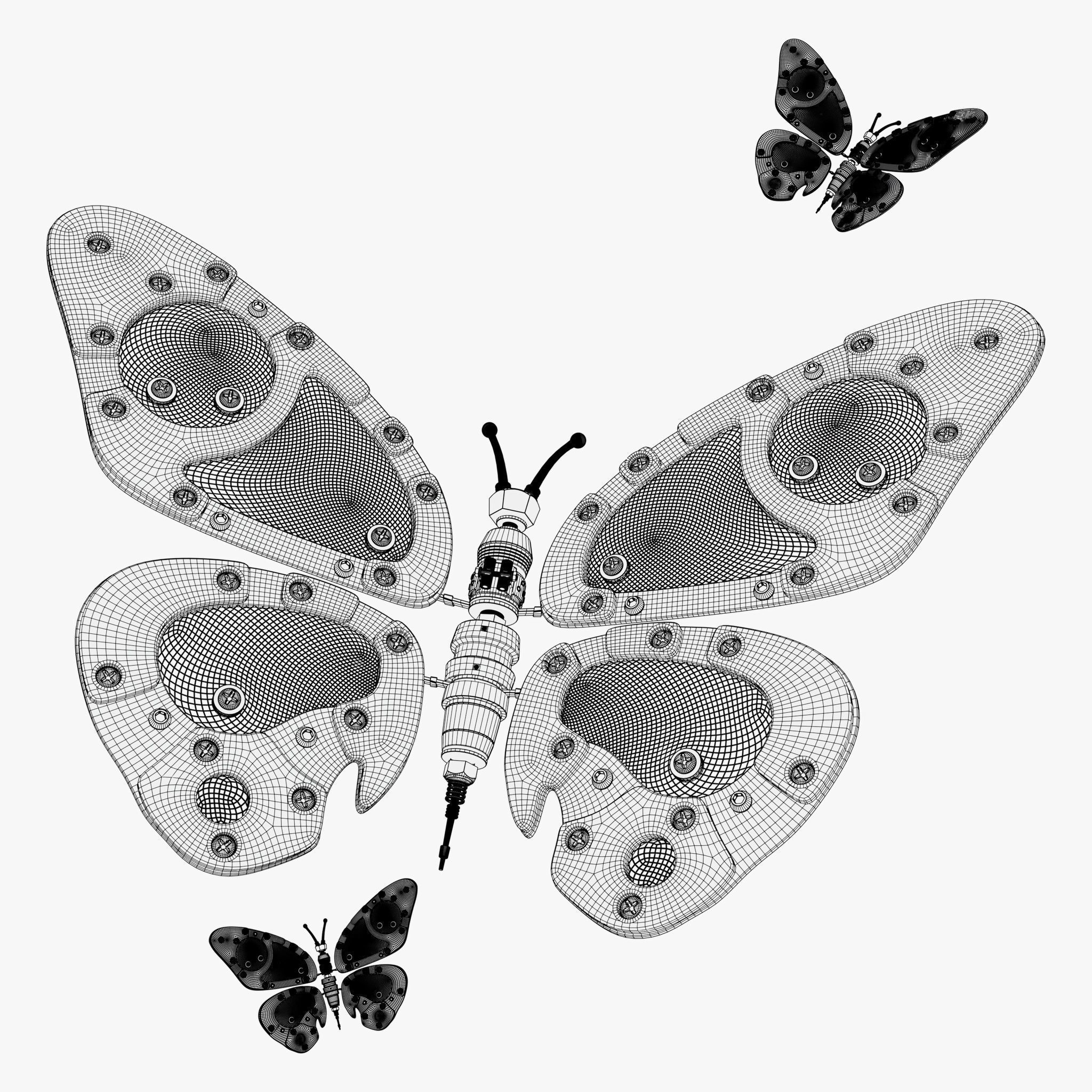 Mechanical Cyber Butterfly M1 3D model_9
