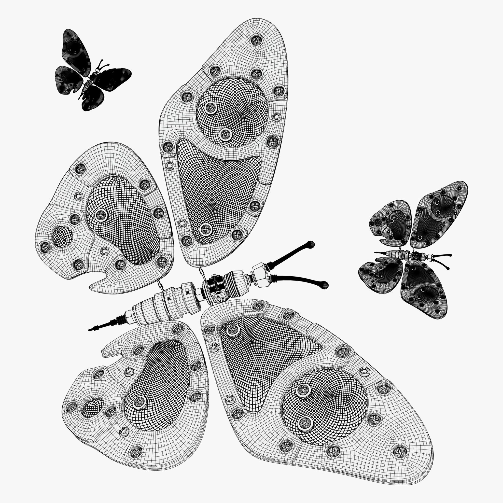 Mechanical Cyber Butterfly M1 3D model_11