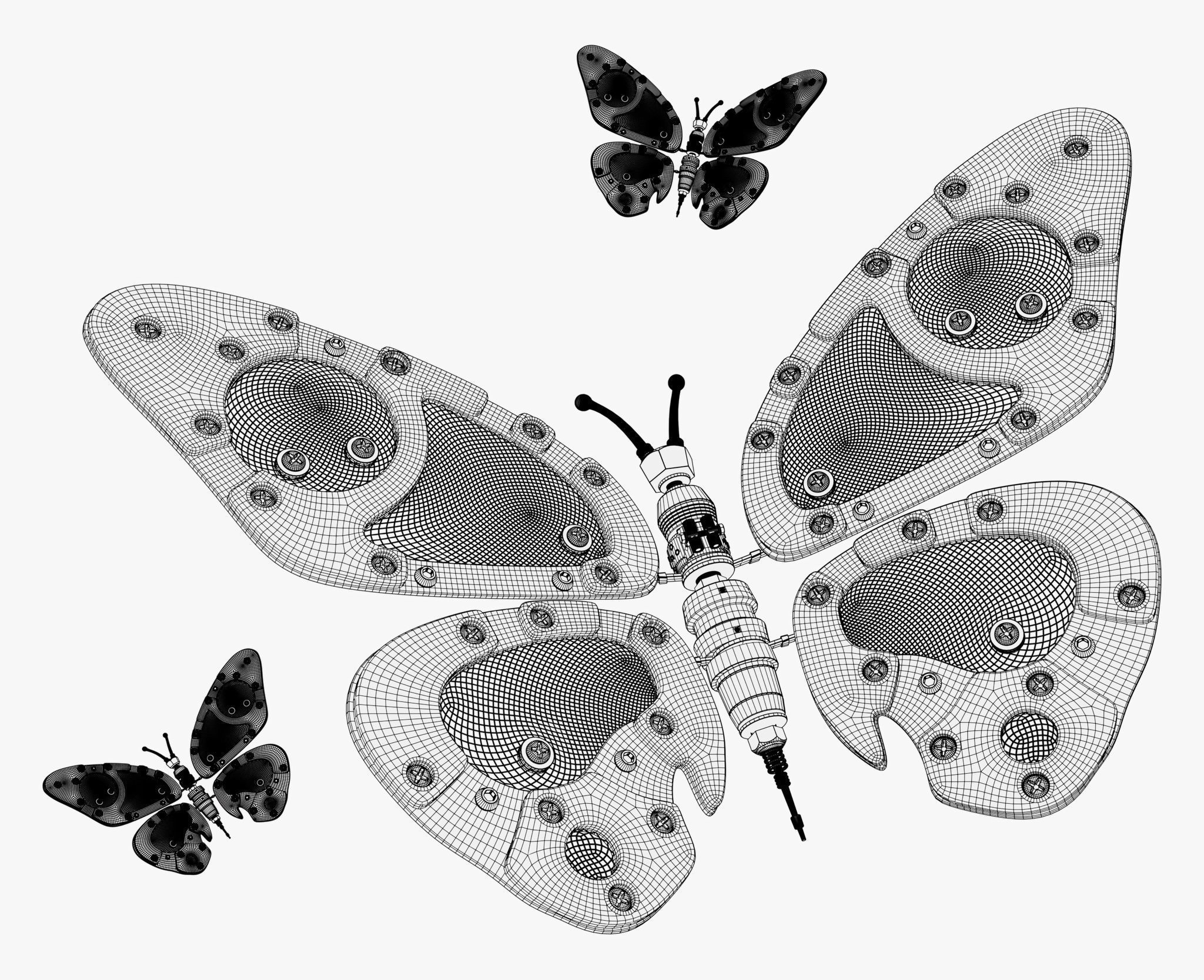 Mechanical Cyber Butterfly M1 3D model_8
