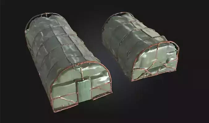 Green Cargo Tents  Tactical Shelter for Rugged Operations 3D model