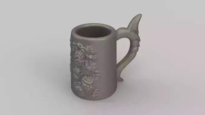 Fantasy Grape Mug with Dragon Handle - 3D Print Model 3D print model