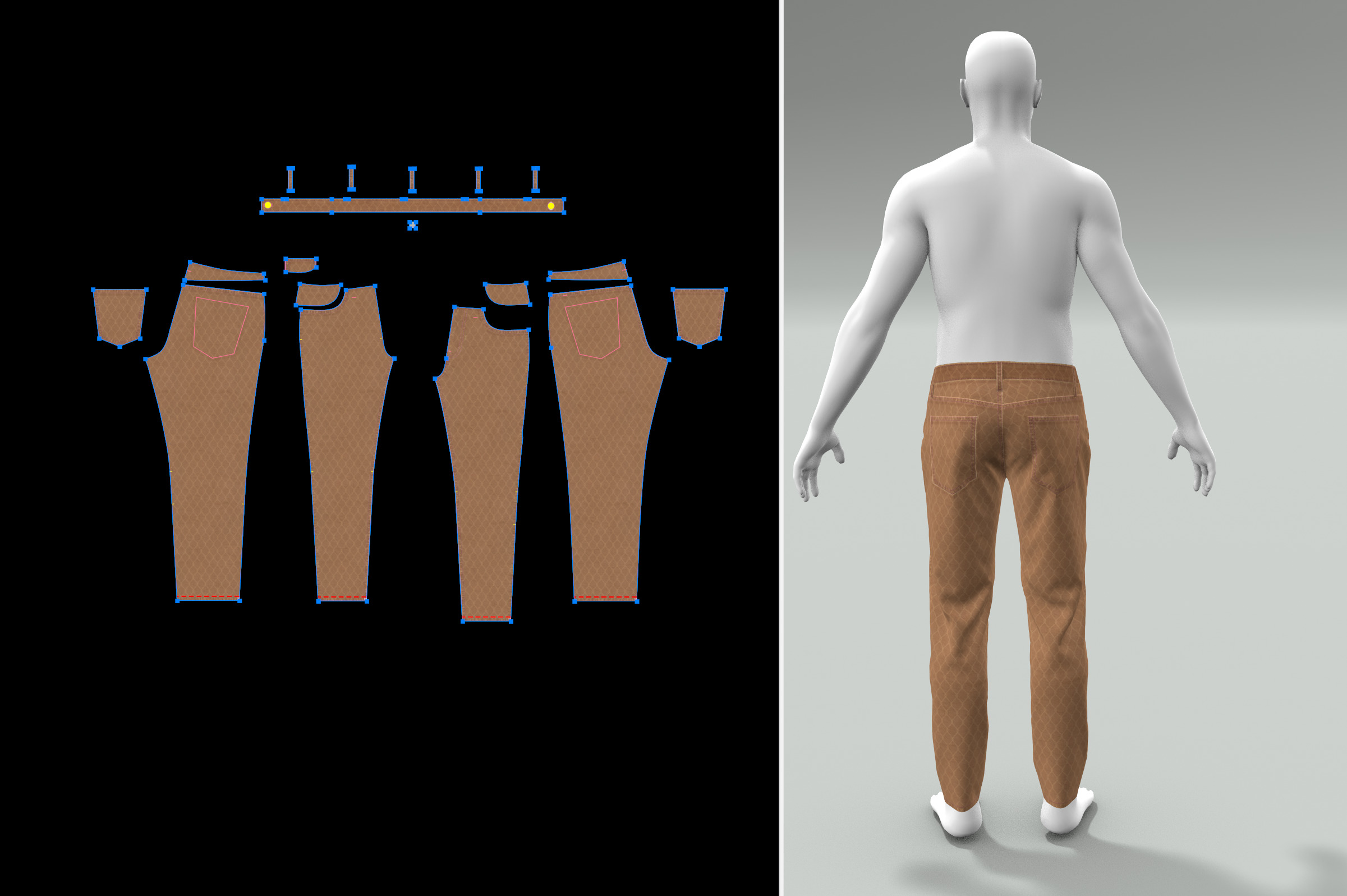 Denim Pant for Men PBR Low-poly Low-poly 3D model_13