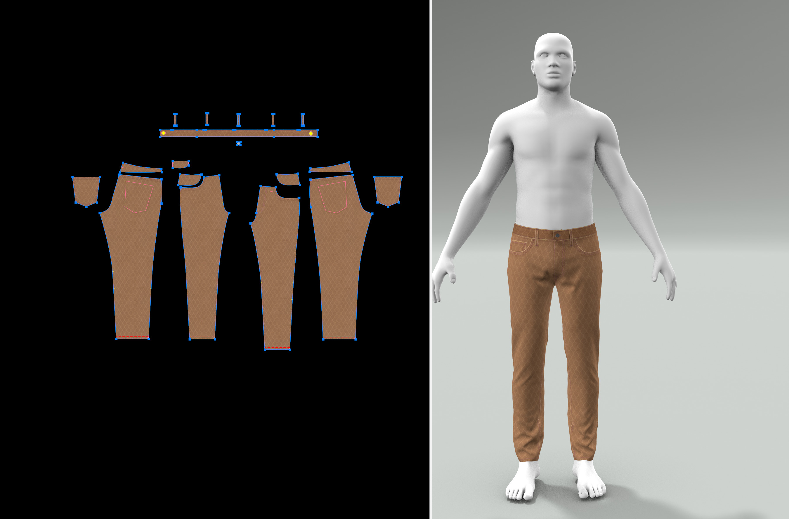 Denim Pant for Men PBR Low-poly Low-poly 3D model_12