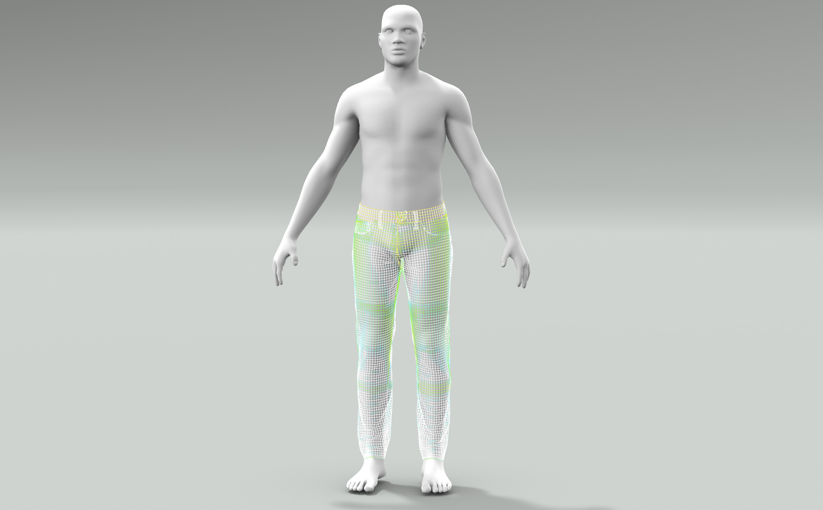 Denim Pant for Men PBR Low-poly Low-poly 3D model_20