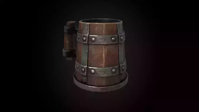 Medieval Wooden Beer Mug - Game Ready 3D Model