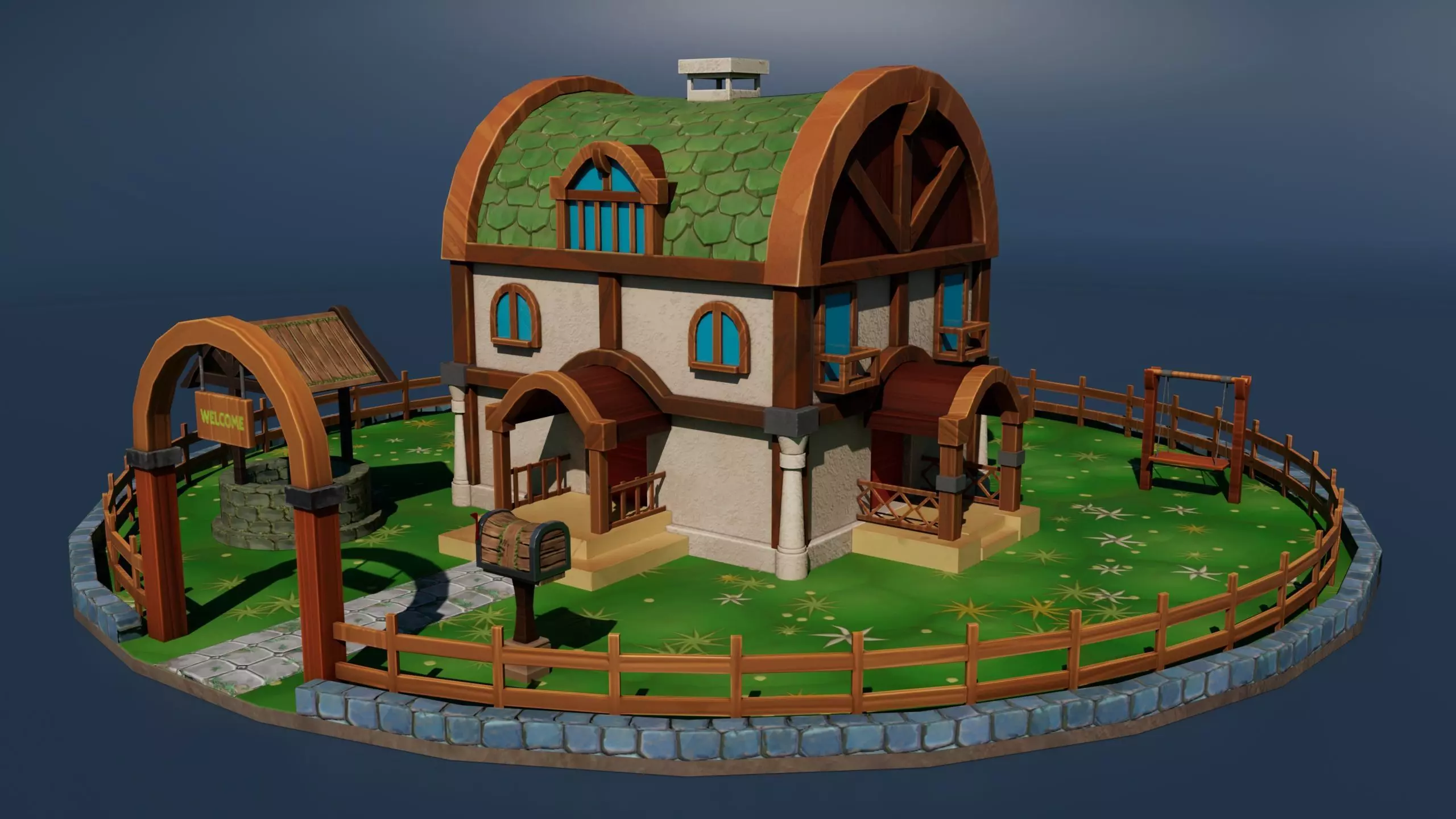 Stylized House Environment Texture  Low-poly 3D model_0