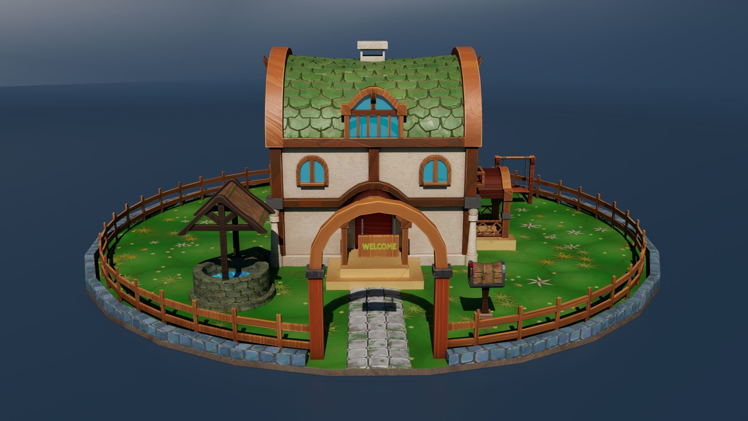 Stylized House Environment Texture  Low-poly 3D model_1