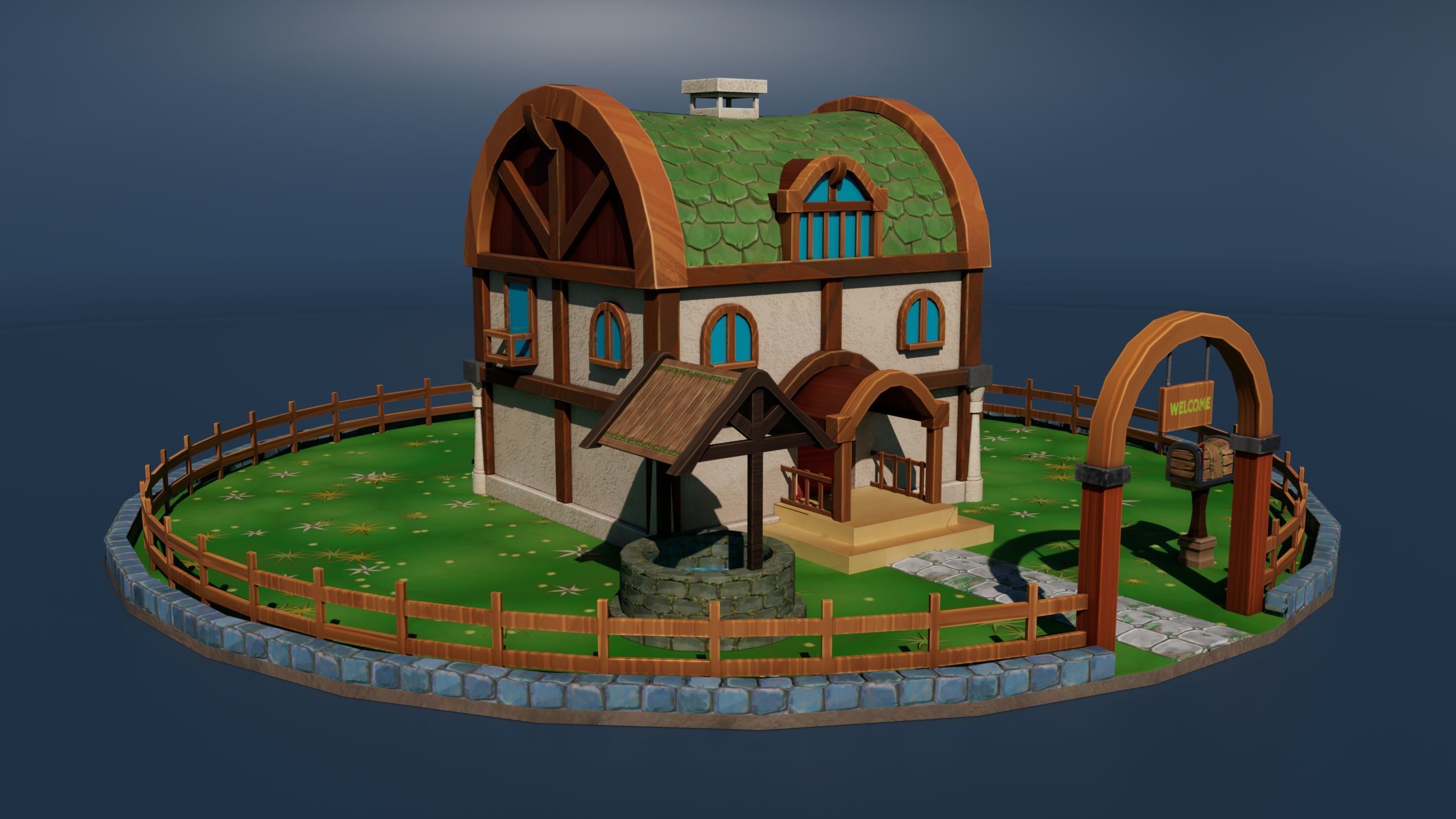 Stylized House Environment Texture  Low-poly 3D model_2