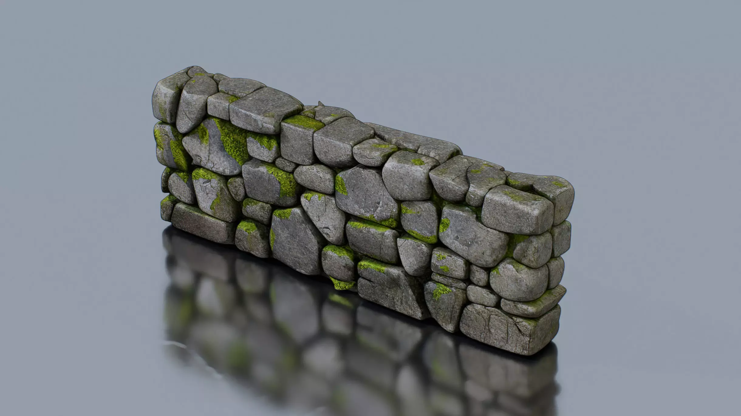 Rugged stone wall 3D model