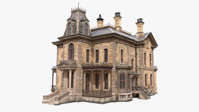 Abandoned Victorian House Low-poly 3D model