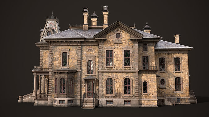 Abandoned Victorian House Low-poly 3D model 4