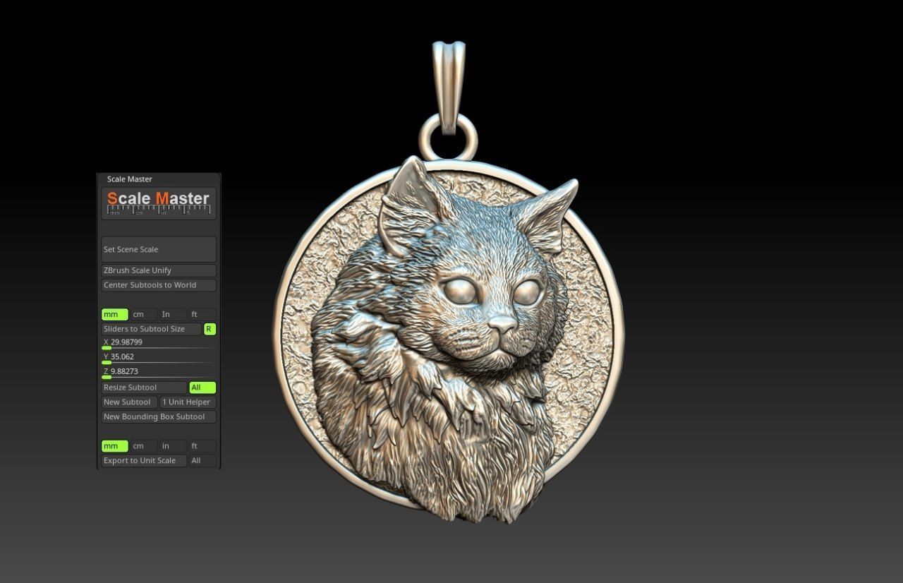 Cat Pendant M52 3D print model_3